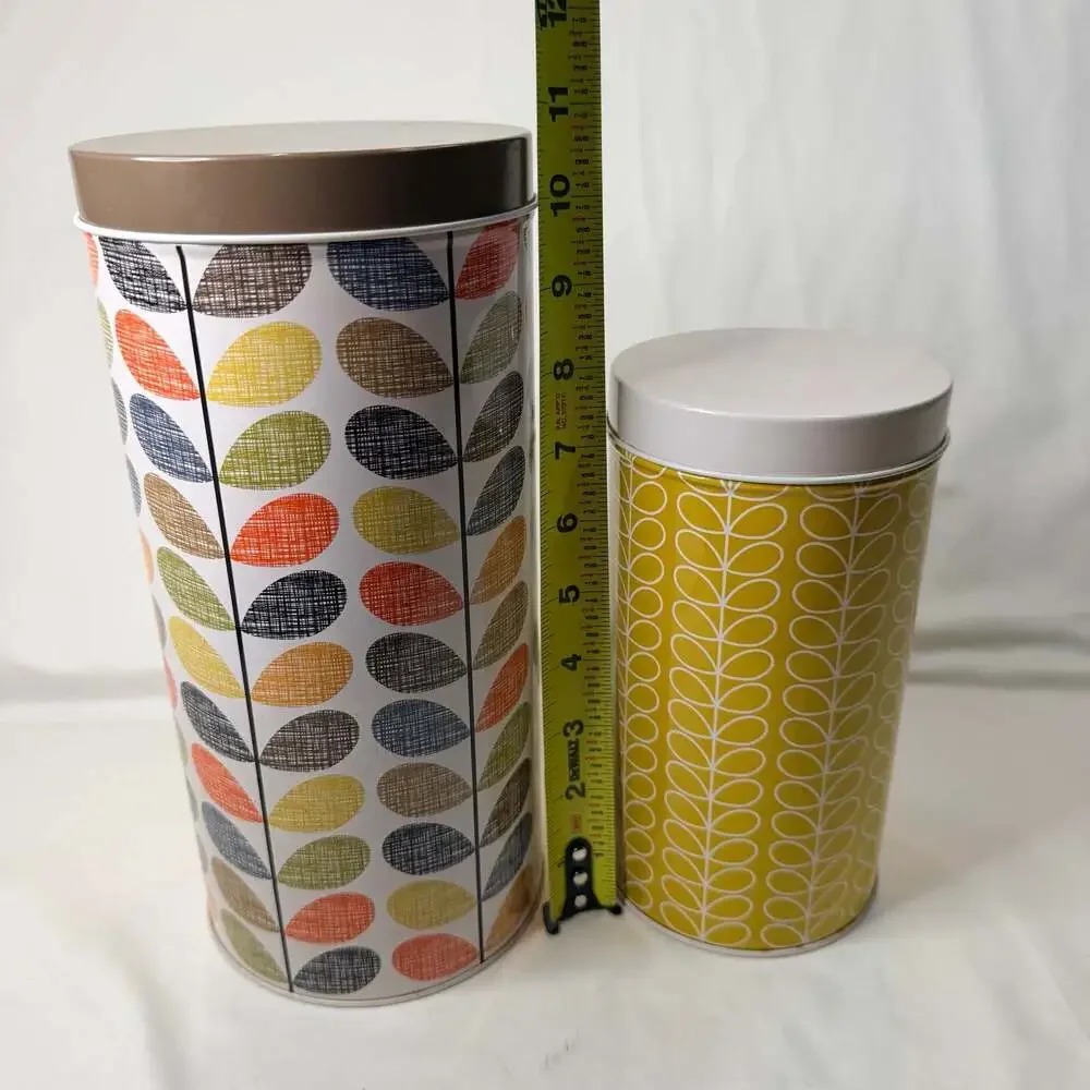 Orla Kiely Multi Stem Print Tall Metal Kitchen Storage Canisters, set of 2